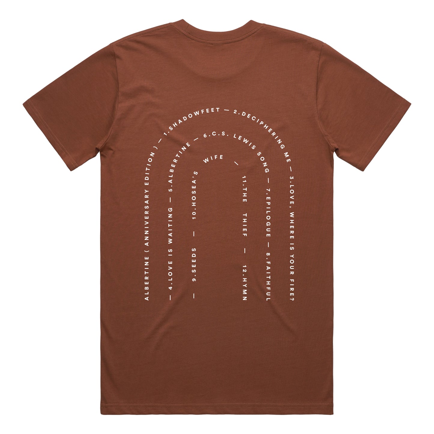 Brooke Fraser 'Albertine: Anniversary Edition' Tracklist Tee (Price in NZD)